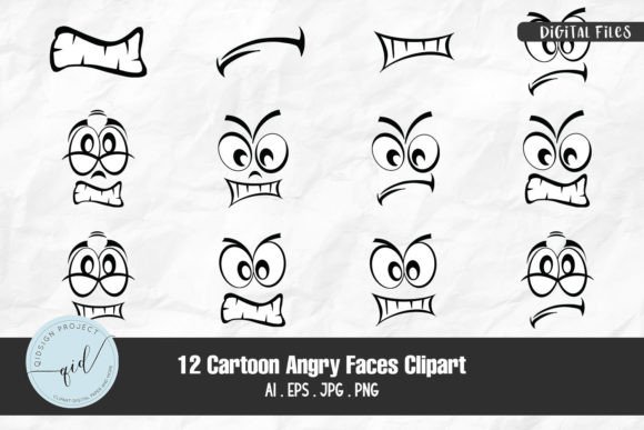 12 Cartoon Angry Faces Clipart for Creative Projects