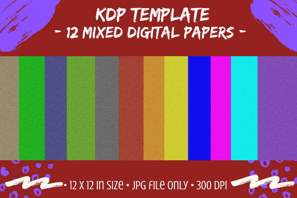12 Colorful Digital Papers 4 Crafts Etc