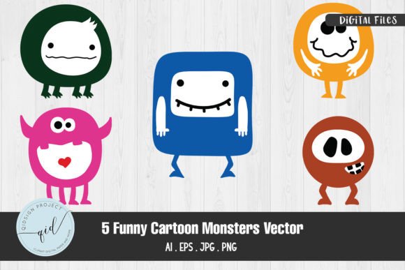5 Funny Cartoon Monsters Vector: Creative Assets for Design Projects