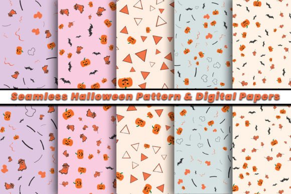 5 Halloween Seamless Pattern Background