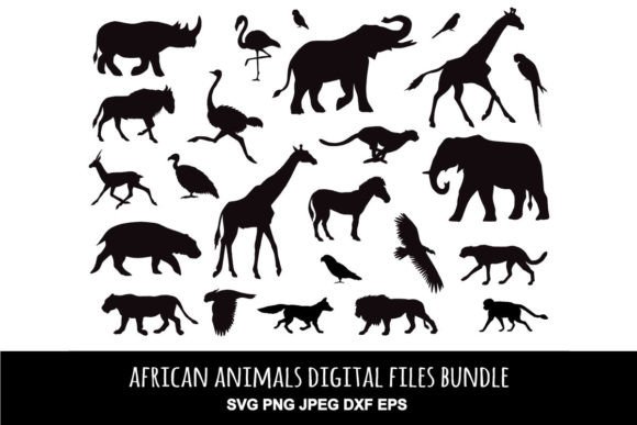 African Animal Silhouette Clip Art Set: A Versatile Resource for Creative Projects