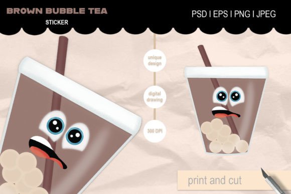 Brown Bubble Tea - Cartoon Character: A Versatile Creative Asset for Designers and Creators