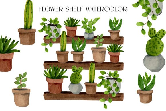 Flower Shelf Watercolor Png Clipart