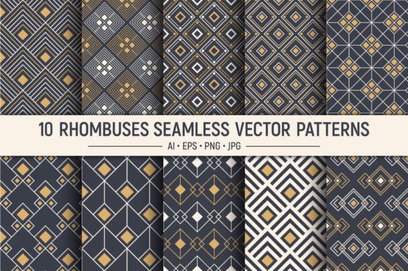 Geometric Rhombuses Seamless Patterns: A Modern Design Resource for Creative Projects