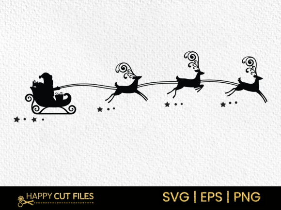 Santa Claus Riding a Sleigh RainDeer Svg